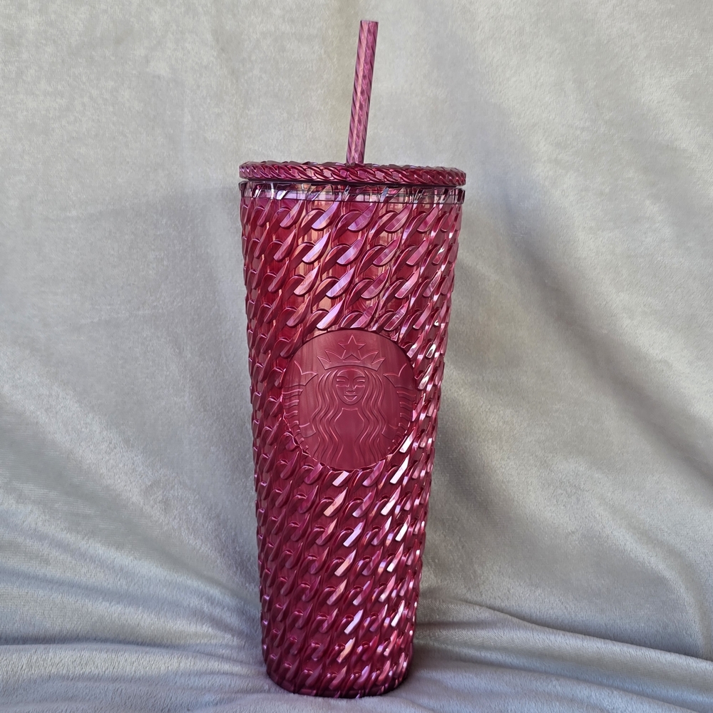 STARBUCKS Chained Magenta Cold Cup (24oz)